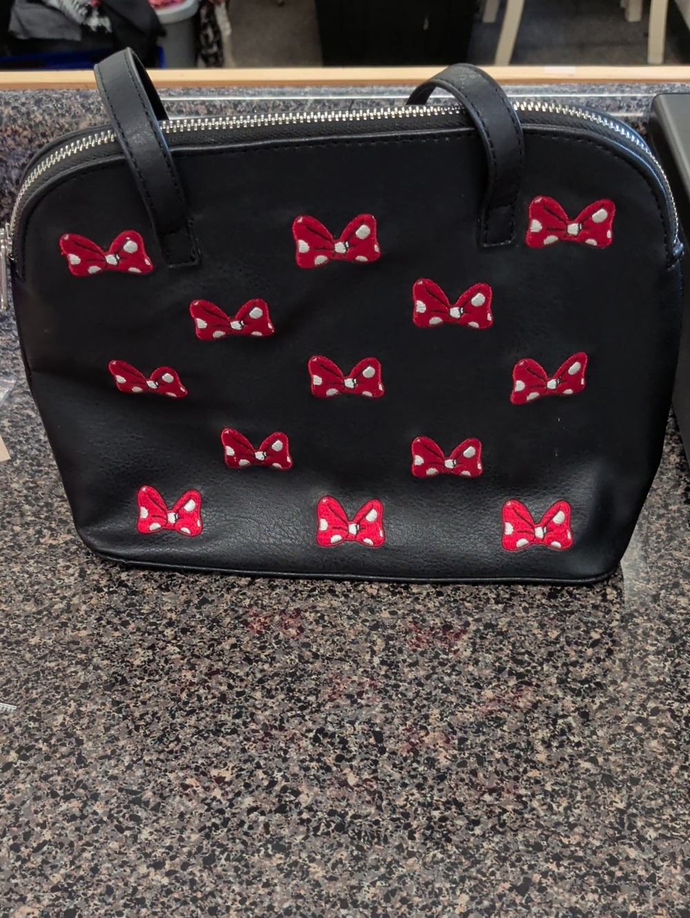 Disney Black puse with Red Polka-Dot Bow Accents